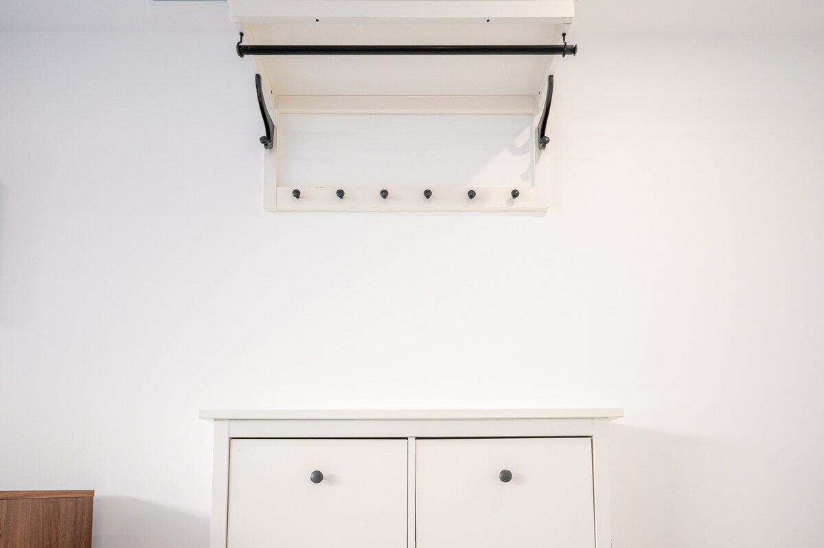 Entryway coat rack and shoe cabinet