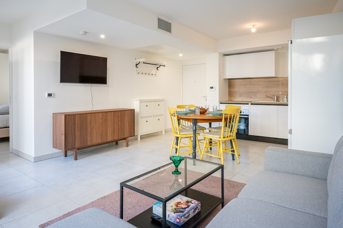 Full apartment overview from sofa